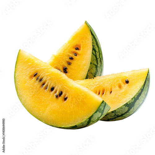 Slices of yellow watermelon refreshing summer fruit