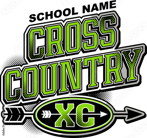 cross country team design with arrow for school, college or league sports