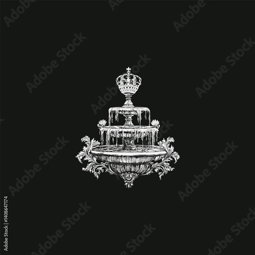 Regal fountain design vector template illustration