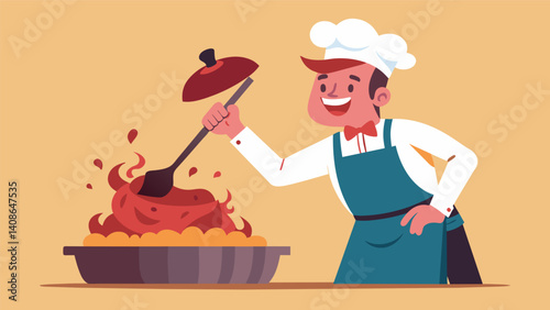 Amidst laughter and conversation the meat is lifted out of the pit and shredded into succulent pieces ready to be devoured.. Vector illustration