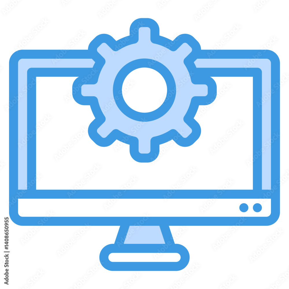 Computer monitor with a gear on top, suitable for technology or industrial concept designs, websites, and presentations needing a mechanical touch. Computer monitor with a gear on top, suitable for technology or industrial concept designs, websites, and presentations needing a mechanical touch.
