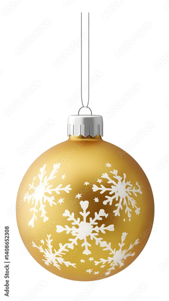 Golden Christmas Ornament With Snowflake Design on Transparent Background Photo Golden Christmas Ornament With Snowflake Design on Transparent Background Photo