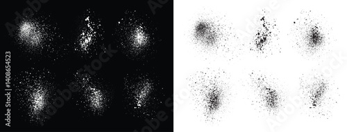 Hand-drawn black and white vector blood banner background design set