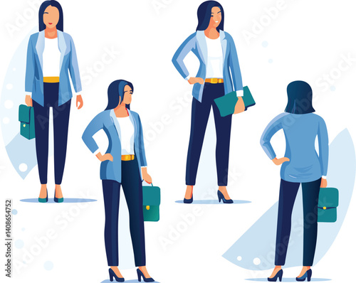 Professional Lady in Elegant Business Poses