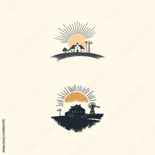 Rustic farmhouse design vector template illustration