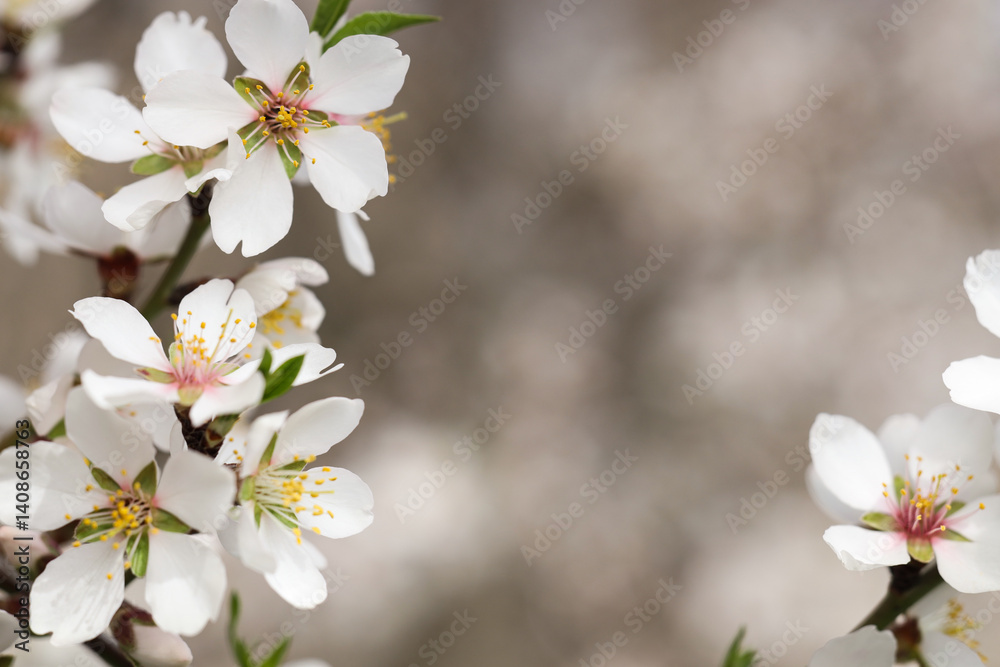 Blossoming tree branches on spring day, closeup Blossoming tree branches on spring day, closeup