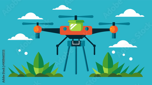 Precision aerial spraying drones can also be equipped with specialized sensors that detect soil moisture levels allowing for precise irrigation and water management.. Vector illustration
