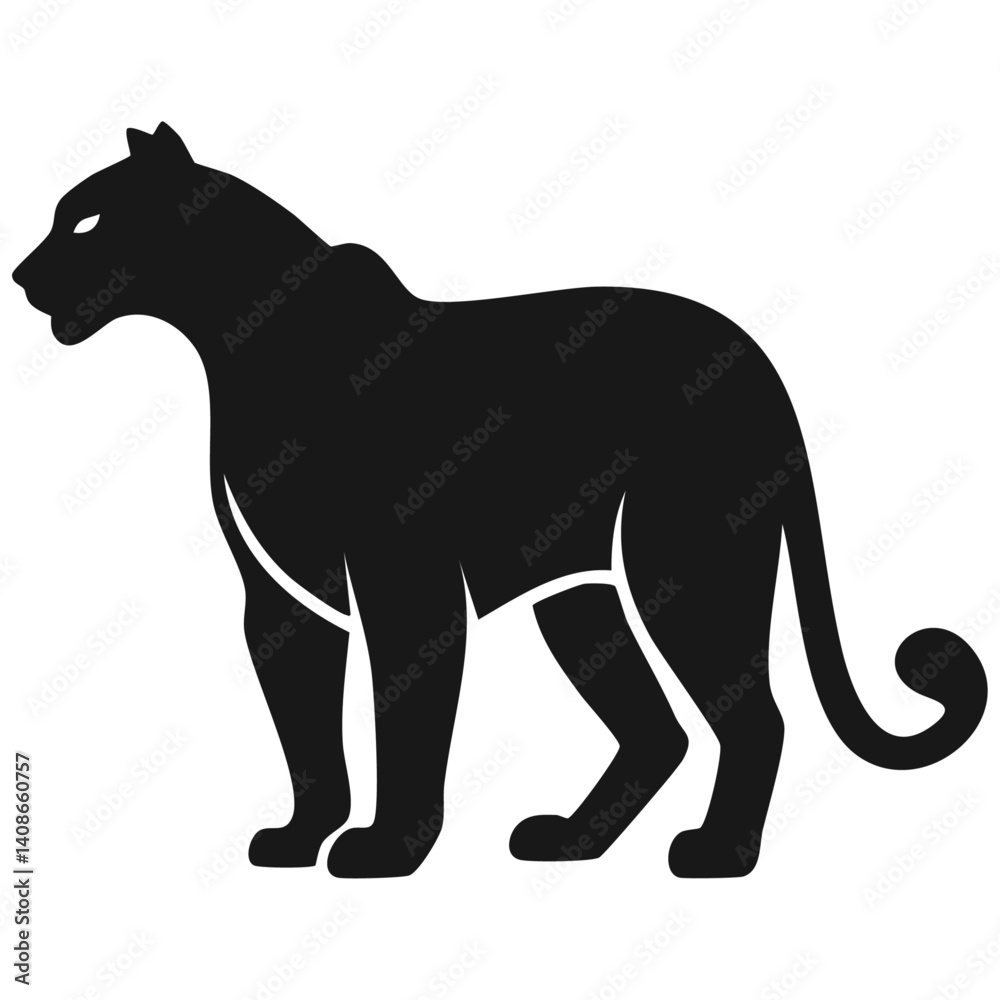 Obraz premium Jaguar Panther Logo - Minimalist Flat Simple Black Silhouette Logogram for Brand Identity 