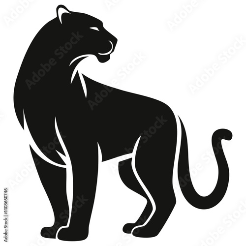 Jaguar Panther Logo - Minimalist Flat Simple Black Silhouette Logogram for Brand Identity
