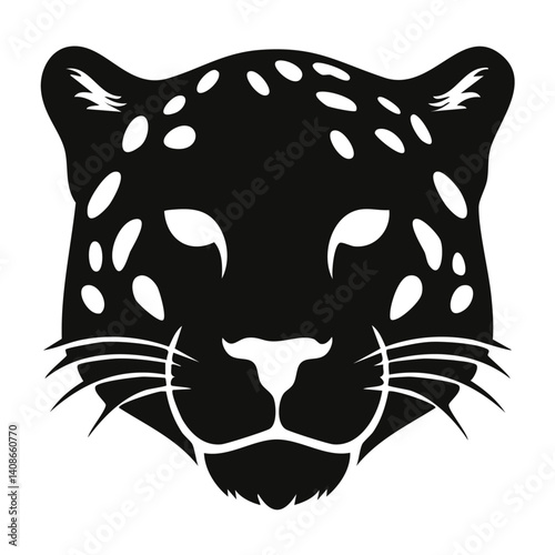 Jaguar Panther Logo - Minimalist Flat Simple Black Silhouette Logogram for Brand Identity
