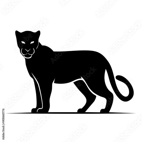 Jaguar Panther Logo - Minimalist Flat Simple Black Silhouette Logogram for Brand Identity
