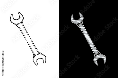 hand drawn illustration of a pair of wrenches