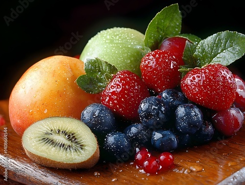 A vibrant assortment of fresh healthy fruits and berries  long title A visually appealing