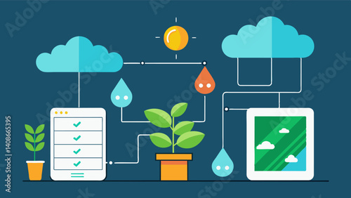 Integration of weather data into the lighting control system allowing it to adjust light levels based on current weather conditions to provide the most suitable environment for. Vector illustration