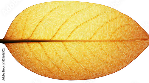Isolated Gold Leaf Illustration with Transparent Background Showing Detailed Veins