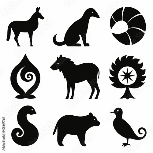 9 Animal Silhouette Vector Set