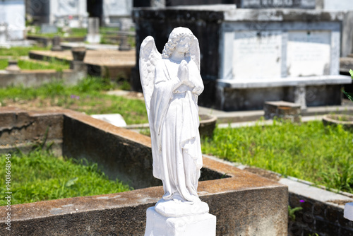 Beautiful angel tombstone topper sculpture