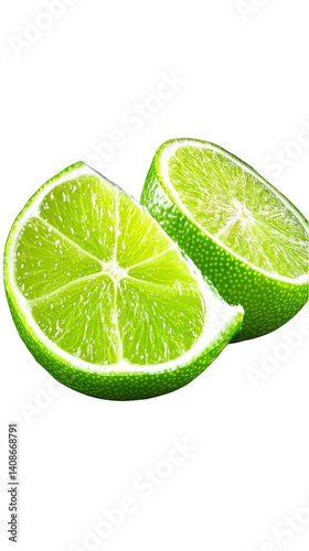 Isolated Image of Two Lime Slices on Black Background Healthy Food Photo