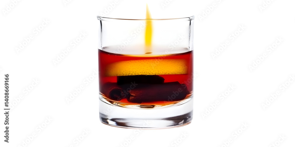 Isolated Lit Candle In A Glass Of Drink With Flame and Clear Background Photo Isolated Lit Candle In A Glass Of Drink With Flame and Clear Background Photo