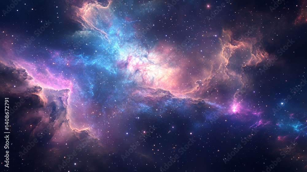 A universe of stars and nebulae rendered in rich purples and blues. This wallpaper brings a magical galaxy right to your desktop