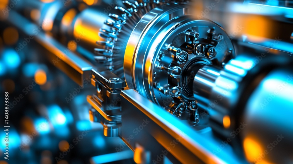 Fototapeta premium Intricate Machinery: A Close-Up of Industrial Precision Engineering