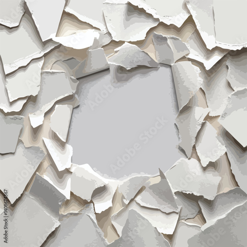  small  torn pieces of paper on white background