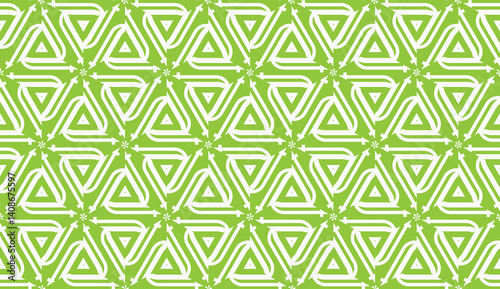 Vector illustration. For your business, presentation, fashion print. Pattern with abstract illusion triangles. Light green color.