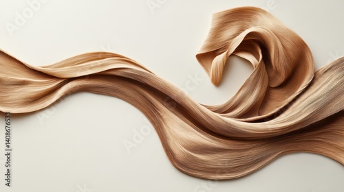 A close-up view of wavy hair resting on a white surface.