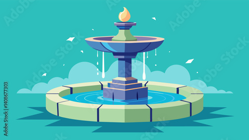 The marketplace fountain once a symbol of abundance now stood dry and cracked a mere relic of better days.. Vector illustration