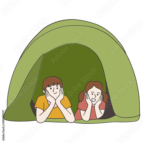 Brother and sister camping