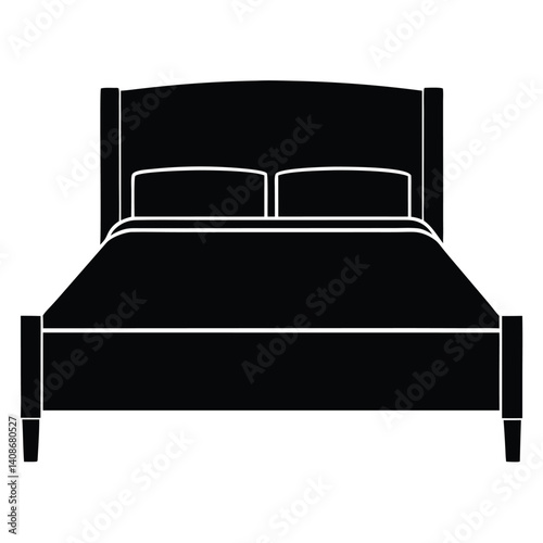 Bed Silhouette, Pillow, Luxury Design, Home Furniture on Transparent Background