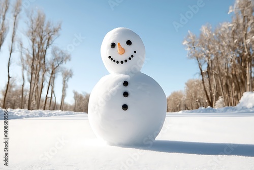 Snowman in Winter Landscape