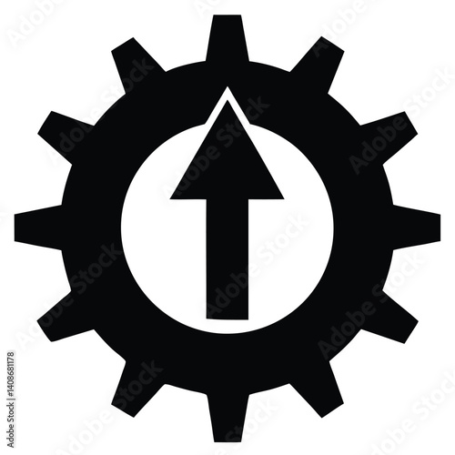 Black Gear Up Arrow Transparent Symbol, Directional Guidance, Technological Ascent