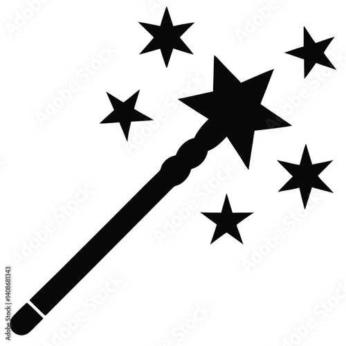 Black Magic Wand Stars, Abstract Fairy Dust, Magical Symbol, Transparent