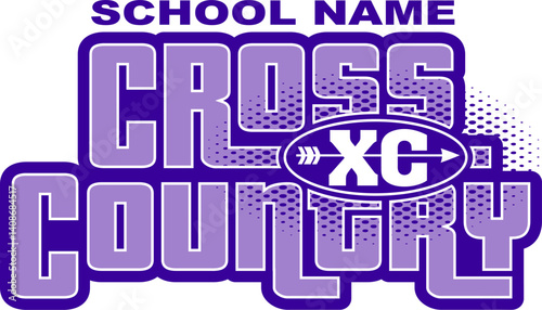 cross country team design with arrow for school, college or league sports