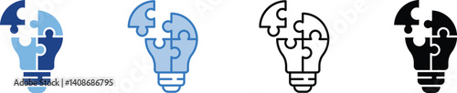 Problem solving icon set multiple style collection