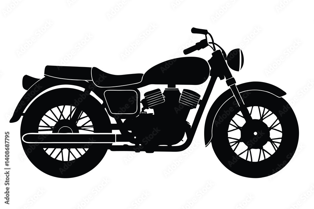 Fototapeta premium Motorcycle Silhouette Classic Vehicle Motorbike Black Cutout Isolated Design