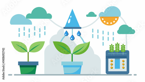 Innovative humidity control technology that not only promotes plant growth but also reduces the risk of plant diseases caused by excess moisture creating a more sustainable and. Vector illustration
