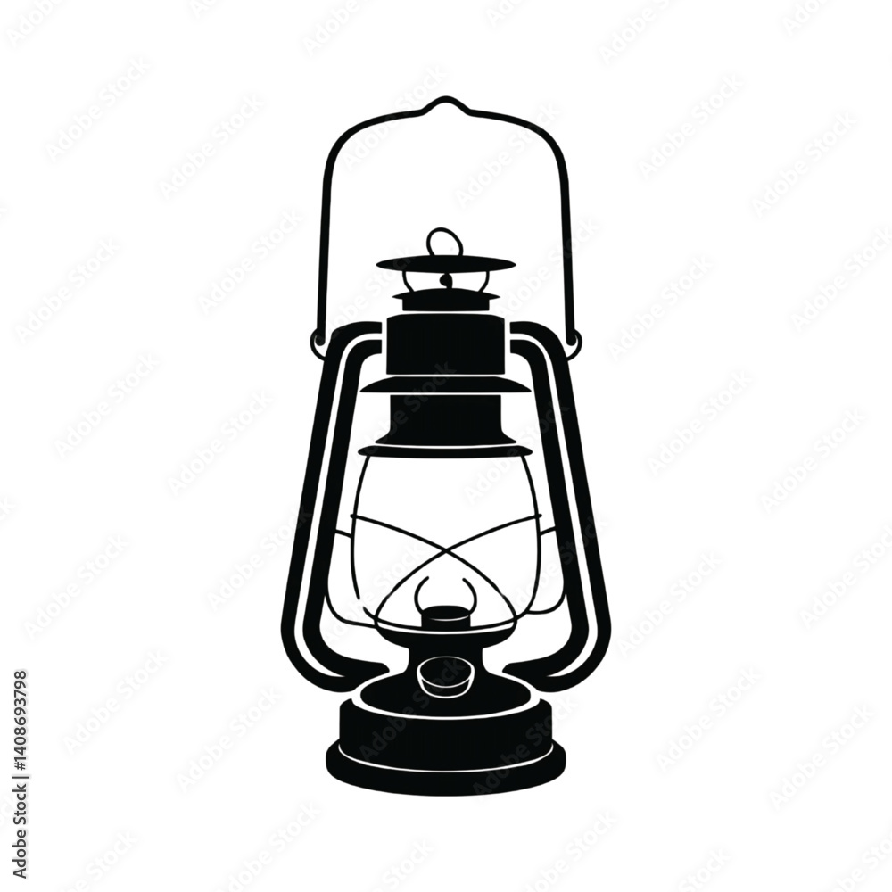 Vintage Oil Lantern Silhouette Illustration