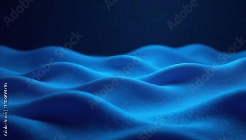 Deep blue undulating waves, sleek dark backdrop, gradient, wallpaper, flow