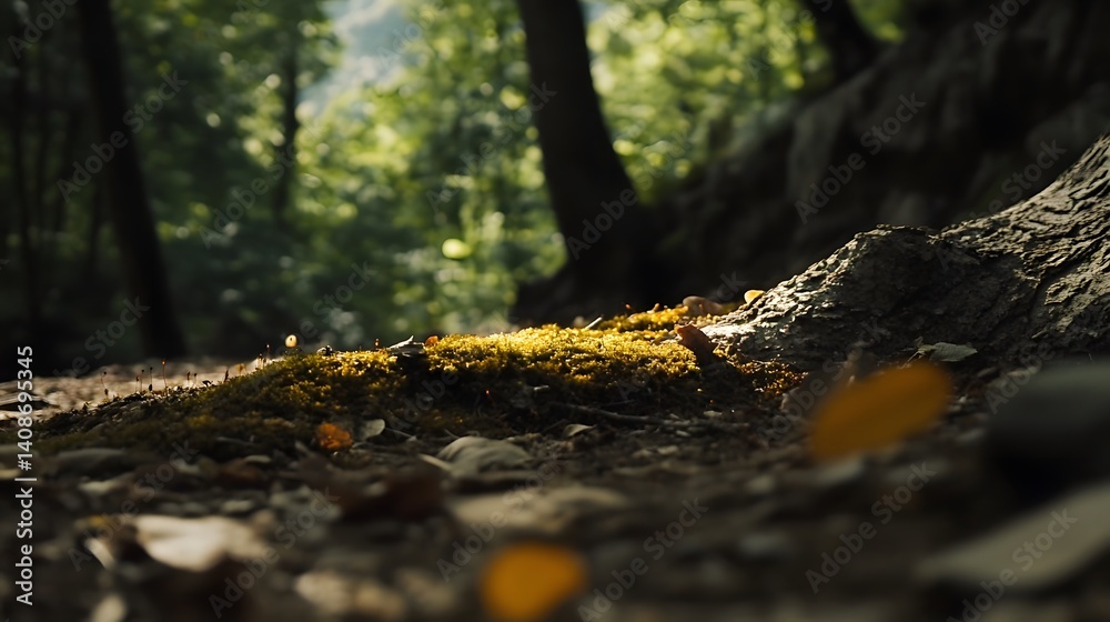 Sunlight on Moss Forest Floor Nature Scene Sunlight on Moss Forest Floor Nature Scene