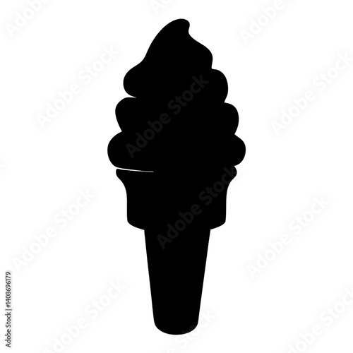 Silhouette of a delicious soft serve ice cream cone
