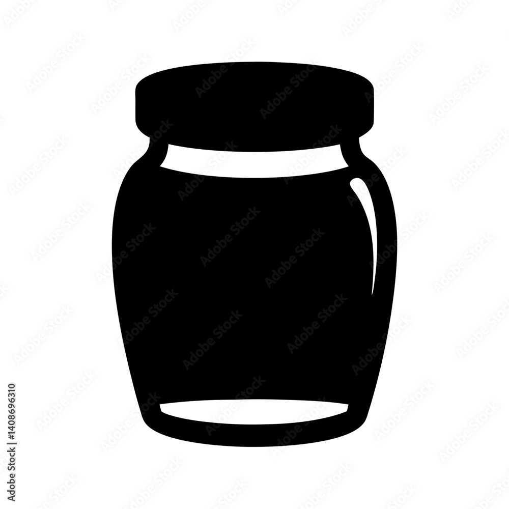 A Simple Black Silhouette of a Glass Jar or Container A Simple Black Silhouette of a Glass Jar or Container