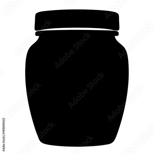 A black silhouette of a simple glass jar with a lid