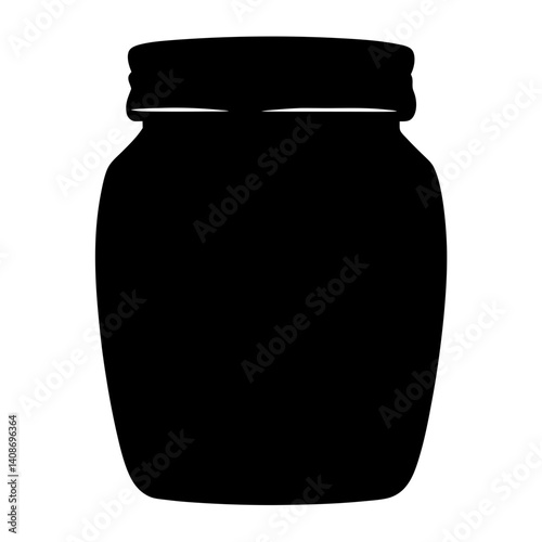 A simple black silhouette of a glass jar with a lid