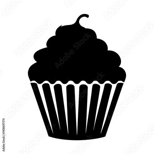 A Delicious Black and White Silhouette of a Cupcake