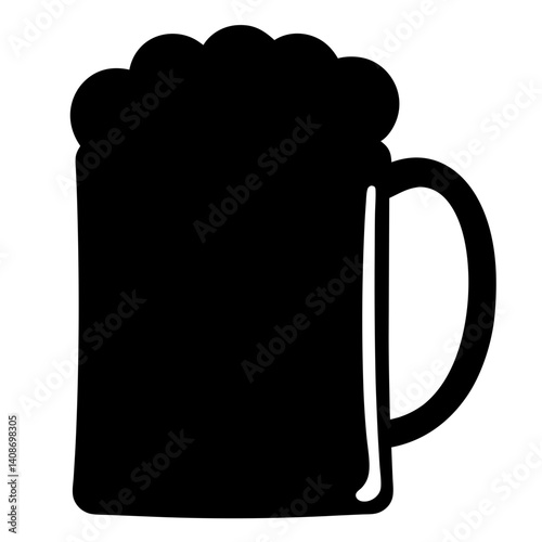 A Silhouette of a Full Beer Mug with Frothy Head