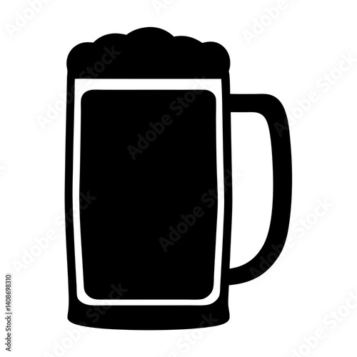 A Classic Silhouette of a Beer Mug Filled to the Top with Frothy Beer