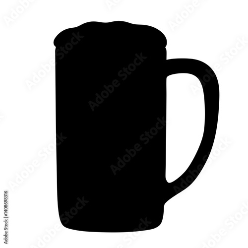 Silhouette of a Full Beer Mug with Foam on Top