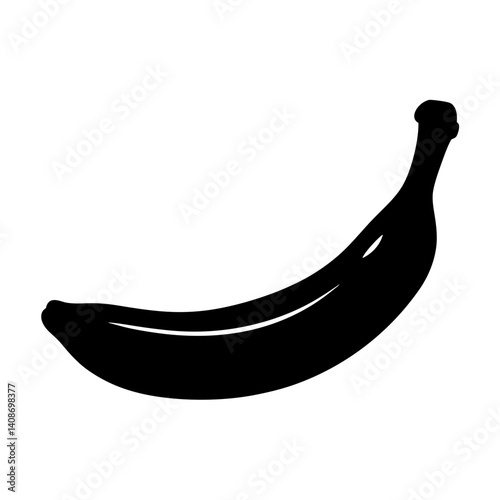 A Simple Black Silhouette of a Single Banana Fruit Illustration